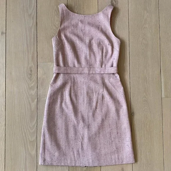 Pink Wool Tweed Dress w/ Multicolor and Gold Speckles, Max and Cleo, Size 4 - Picture 1 of 5